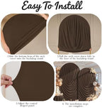 7.2FT & 6FT Draped Arch Covers, Brown Elegant Wedding Arch Backdrop Cover in 7.2FT & 6FT in Brown, alternate view 6