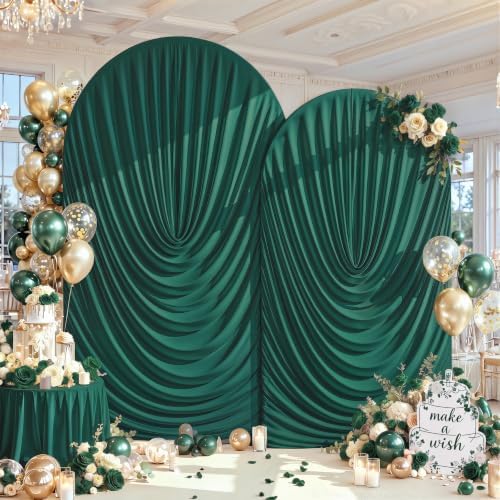 7.2FT & 6FT Draped Arch Covers, Hunter Green Elegant Arch Backdrop Cover in 7.2FT & 6FT in Hunter Green