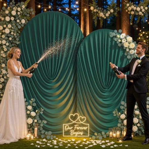 7.2FT & 6FT Draped Arch Covers, Hunter Green Elegant Arch Backdrop Cover in 7.2FT & 6FT in Hunter Green, alternate view 2