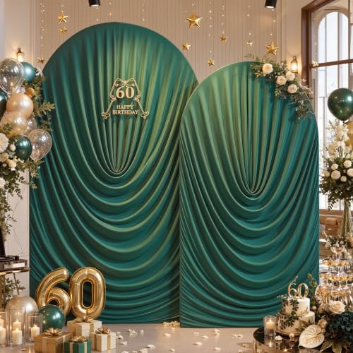 7.2FT & 6FT Draped Arch Covers, Hunter Green Elegant Arch Backdrop Cover in 7.2FT & 6FT in Hunter Green, alternate view 3