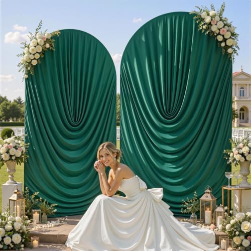 7.2FT & 6FT Draped Arch Covers, Hunter Green Elegant Arch Backdrop Cover in 7.2FT & 6FT in Hunter Green, alternate view 4