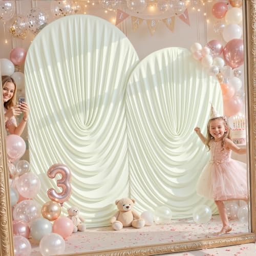 7.2FT & 6FT Draped Arch Covers, Ivory Elegant Wedding Arch Backdrop Cover in 7.2FT & 6FT in Ivory, alternate view 2