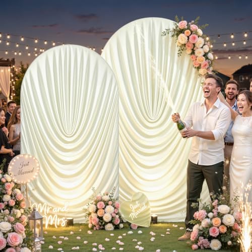 7.2FT & 6FT Draped Arch Covers, Ivory Elegant Wedding Arch Backdrop Cover in 7.2FT & 6FT in Ivory, alternate view 3