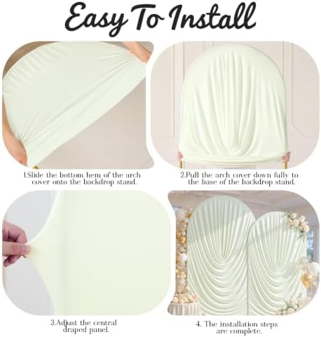 7.2FT & 6FT Draped Arch Covers, Ivory Elegant Wedding Arch Backdrop Cover in 7.2FT & 6FT in Ivory, alternate view 5