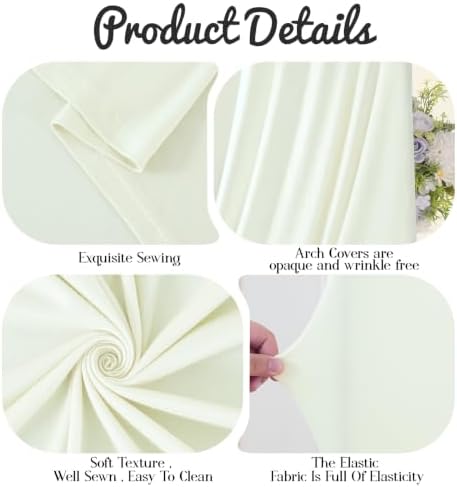 7.2FT & 6FT Draped Arch Covers, Ivory Elegant Wedding Arch Backdrop Cover in 7.2FT & 6FT in Ivory, alternate view 6