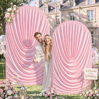7.2FT & 6FT Draped Arch Covers, Pink Elegant Wedding Arch Backdrop Cover in 7.2FT & 6FT in Pink, alternate view 2