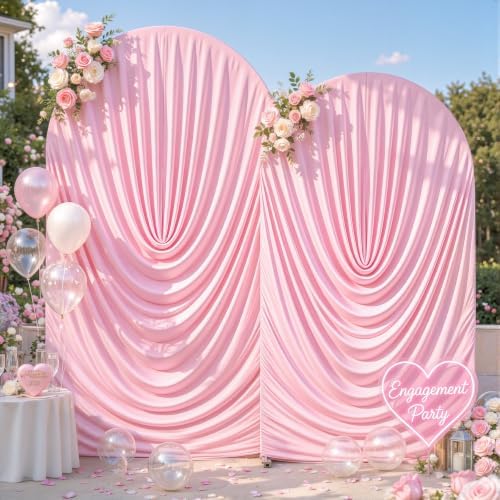 7.2FT & 6FT Draped Arch Covers, Pink Elegant Wedding Arch Backdrop Cover in 7.2FT & 6FT in Pink, alternate view 3