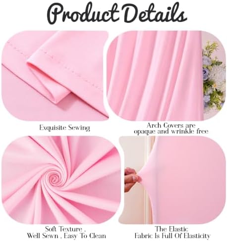 7.2FT & 6FT Draped Arch Covers, Pink Elegant Wedding Arch Backdrop Cover in 7.2FT & 6FT in Pink, alternate view 6