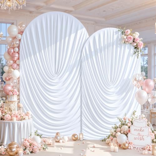 7.2FT & 6FT Draped Arch Covers, White Elegant Wedding Arch Backdrop Cover in 7.2FT & 6FT in White