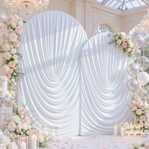 7.2FT & 6FT Draped Arch Covers, White Elegant Wedding Arch Backdrop Cover in 7.2FT & 6FT in White, alternate view 3