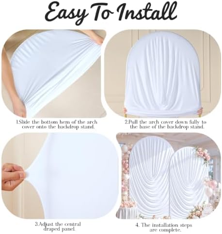 7.2FT & 6FT Draped Arch Covers, White Elegant Wedding Arch Backdrop Cover in 7.2FT & 6FT in White, alternate view 5