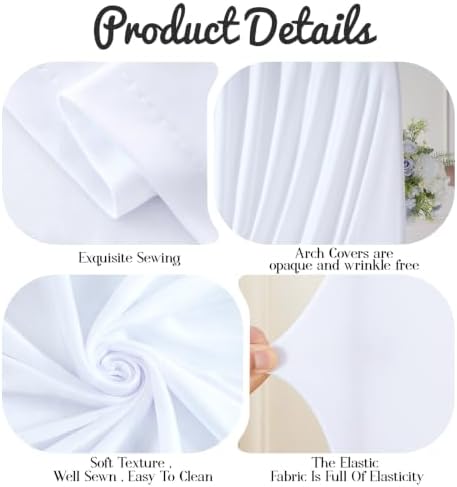 7.2FT & 6FT Draped Arch Covers, White Elegant Wedding Arch Backdrop Cover in 7.2FT & 6FT in White, alternate view 6