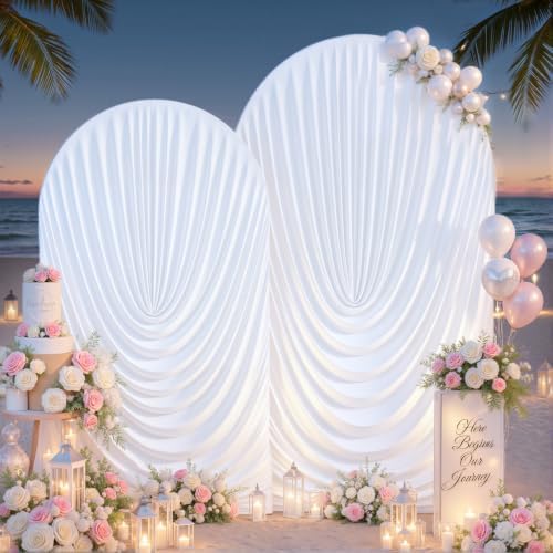 7.2FT & 6FT Draped Arch Covers, White Elegant Wedding Arch Backdrop Cover in 7.2FT & 6FT in White, alternate view 7