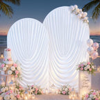 7.2FT & 6FT Draped Arch Covers, White Elegant Wedding Arch Backdrop Cover in 7.2FT & 6FT in White, alternate view 7