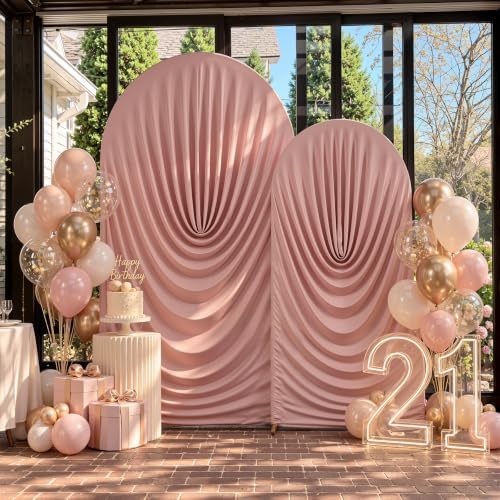 7.2FT & 6FT Dusty Pink Draped Arch Cover, Ruched Ripple Arch Backdrop Cover in 6+7.2FT in Dusty Pink, alternate view 2