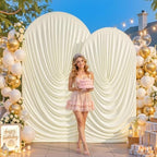 7.2FT & 6FT Elegant Arch Backdrop Cover, Beige Draped Arch Covers Stretchy Backdrop for Wedding, Birthday Party, alternate