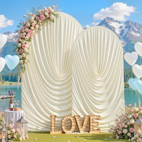 7.2FT & 6FT Elegant Arch Backdrop Cover, Beige Draped Arch Covers Stretchy Backdrop for Wedding, Birthday Party, alternate