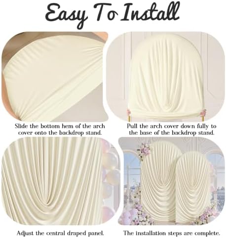 7.2FT & 6FT Elegant Arch Backdrop Cover, Beige Draped Arch Covers Stretchy Backdrop for Wedding, Birthday Party, alternate