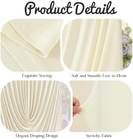 7.2FT & 6FT Elegant Arch Backdrop Cover, Beige Draped Arch Covers Stretchy Backdrop for Wedding, Birthday Party, alternate