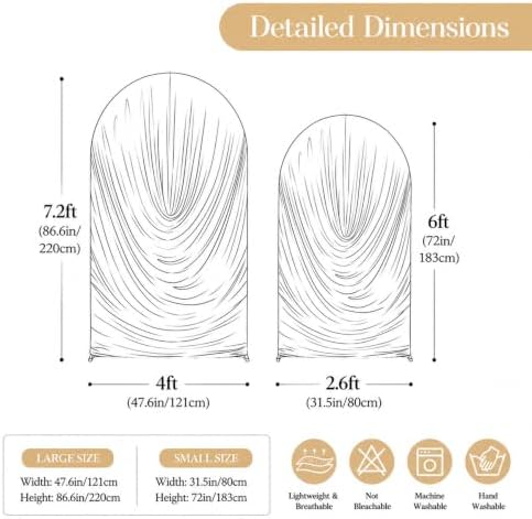 7.2FT & 6FT Elegant Arch Backdrop Cover, Beige Draped Arch Covers Stretchy Backdrop for Wedding, Birthday Party, alternate