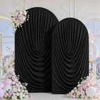 7.2FT & 6FT Elegant Arch Backdrop Cover, Black Draped Arch Covers Stretchy Backdrop for Wedding, Birthday Party