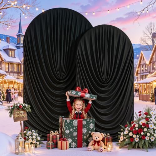 7.2FT & 6FT Elegant Arch Backdrop Cover, Black Draped Arch Covers Stretchy Backdrop for Wedding, Birthday Party, alternate
