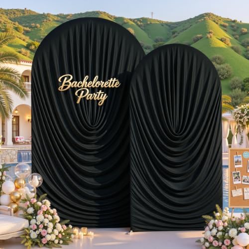 7.2FT & 6FT Elegant Arch Backdrop Cover, Black Draped Arch Covers Stretchy Backdrop for Wedding, Birthday Party, alternate