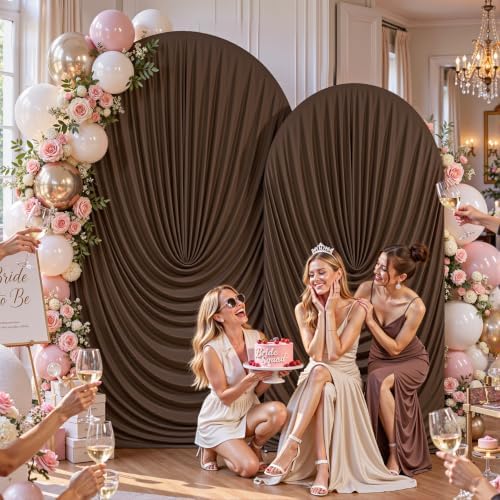 7.2FT & 6FT Elegant Arch Backdrop Cover, Brown Draped Arch Covers Stretchy Backdrop for Wedding, Birthday Party, alternate