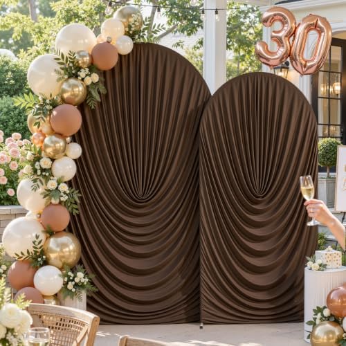 7.2FT & 6FT Elegant Arch Backdrop Cover, Brown Draped Arch Covers Stretchy Backdrop for Wedding, Birthday Party, alternate