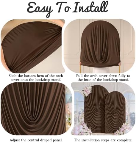 7.2FT & 6FT Elegant Arch Backdrop Cover, Brown Draped Arch Covers Stretchy Backdrop for Wedding, Birthday Party, alternate