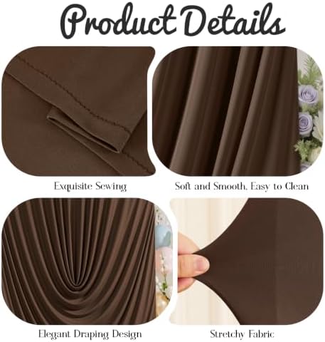 7.2FT & 6FT Elegant Arch Backdrop Cover, Brown Draped Arch Covers Stretchy Backdrop for Wedding, Birthday Party, alternate