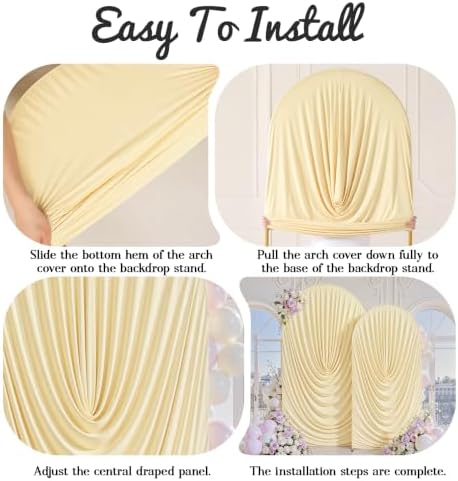 7.2FT & 6FT Elegant Arch Backdrop Cover, Champagne Draped Arch Covers Stretchy Backdrop for Wedding, Birthday, alternate view