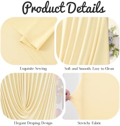 7.2FT & 6FT Elegant Arch Backdrop Cover, Champagne Draped Arch Covers Stretchy Backdrop for Wedding, Birthday, alternate view