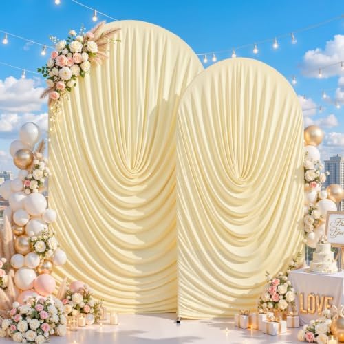 7.2FT & 6FT Elegant Arch Backdrop Cover, Champagne Draped Arch Covers Stretchy Backdrop for Wedding, Birthday, alternate view