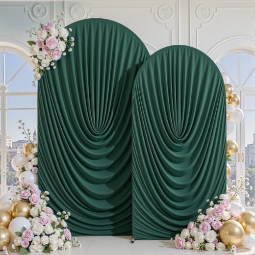 7.2FT & 6FT Elegant Arch Backdrop Cover, Hunter Green Draped Arch Covers Stretchy Backdrop for Wedding, Birthday