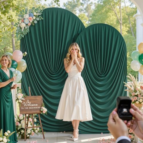 7.2FT & 6FT Elegant Arch Backdrop Cover, Hunter Green Draped Arch Covers Stretchy Backdrop for Wedding, Birthday, alternate