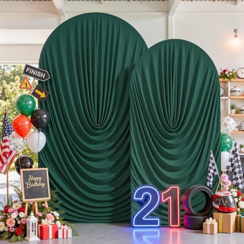 7.2FT & 6FT Elegant Arch Backdrop Cover, Hunter Green Draped Arch Covers Stretchy Backdrop for Wedding, Birthday, alternate
