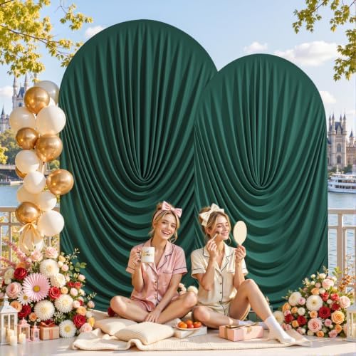 7.2FT & 6FT Elegant Arch Backdrop Cover, Hunter Green Draped Arch Covers Stretchy Backdrop for Wedding, Birthday, alternate