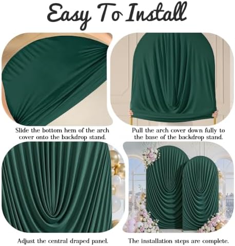 7.2FT & 6FT Elegant Arch Backdrop Cover, Hunter Green Draped Arch Covers Stretchy Backdrop for Wedding, Birthday, alternate