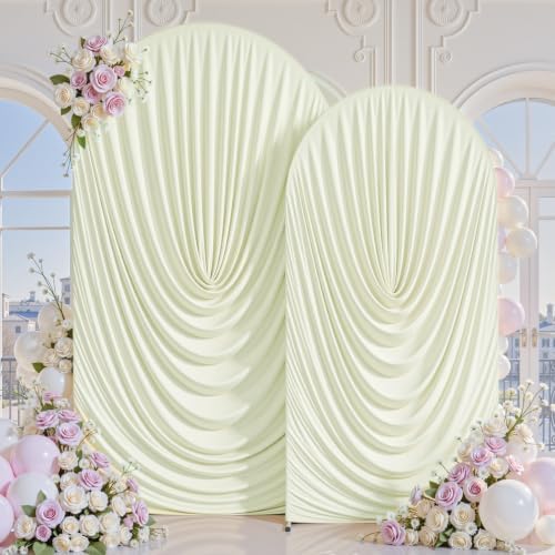 7.2FT & 6FT Elegant Arch Backdrop Cover, Ivory Draped Arch Covers Stretchy Backdrop for Wedding, Birthday Party