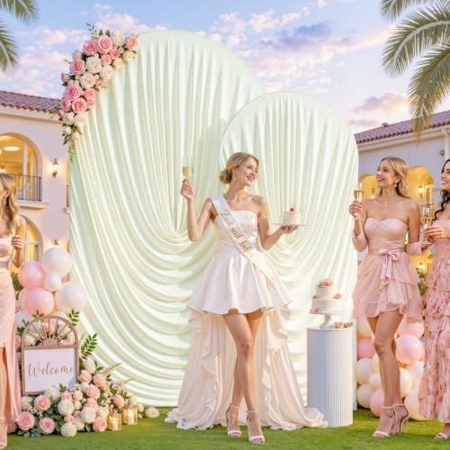 7.2FT & 6FT Elegant Arch Backdrop Cover, Ivory Draped Arch Covers Stretchy Backdrop for Wedding, Birthday Party, alternate