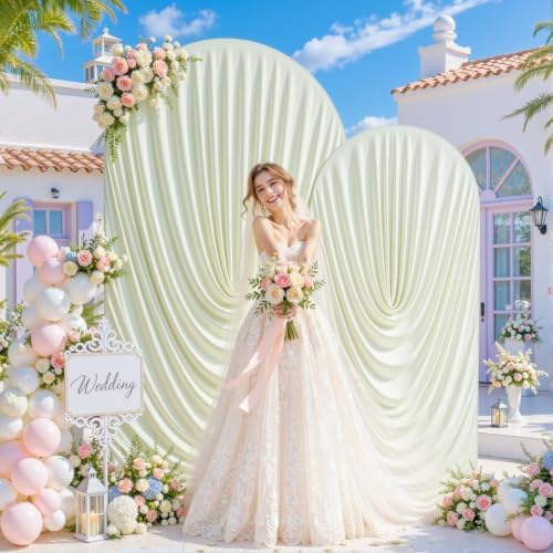 7.2FT & 6FT Elegant Arch Backdrop Cover, Ivory Draped Arch Covers Stretchy Backdrop for Wedding, Birthday Party, alternate