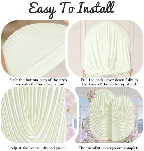 7.2FT & 6FT Elegant Arch Backdrop Cover, Ivory Draped Arch Covers Stretchy Backdrop for Wedding, Birthday Party, alternate