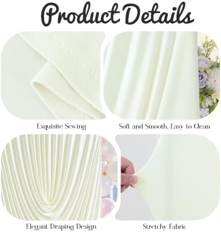 7.2FT & 6FT Elegant Arch Backdrop Cover, Ivory Draped Arch Covers Stretchy Backdrop for Wedding, Birthday Party, alternate