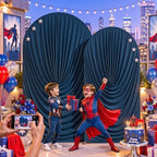 7.2FT & 6FT Elegant Arch Backdrop Cover, Navy Blue Draped Arch Covers Stretchy Backdrop for Wedding, Birthday, alternate view