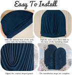 7.2FT & 6FT Elegant Arch Backdrop Cover, Navy Blue Draped Arch Covers Stretchy Backdrop for Wedding, Birthday, alternate view