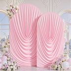7.2FT & 6FT Elegant Arch Backdrop Cover, Pink Draped Arch Covers Stretchy Backdrop for Wedding, Birthday Party