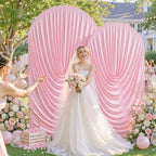 7.2FT & 6FT Elegant Arch Backdrop Cover, Pink Draped Arch Covers Stretchy Backdrop for Wedding, Birthday Party, alternate