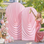 7.2FT & 6FT Elegant Arch Backdrop Cover, Pink Draped Arch Covers Stretchy Backdrop for Wedding, Birthday Party, alternate