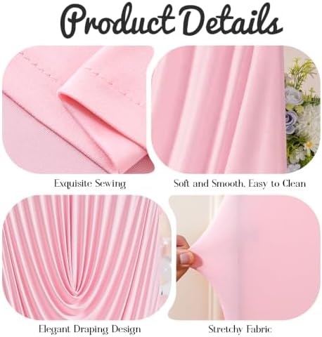 7.2FT & 6FT Elegant Arch Backdrop Cover, Pink Draped Arch Covers Stretchy Backdrop for Wedding, Birthday Party, alternate